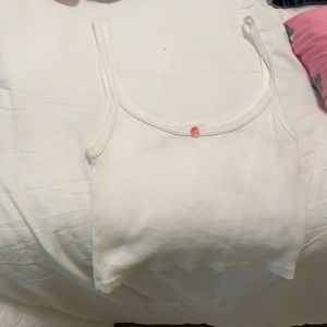 White tank with cute pink flower